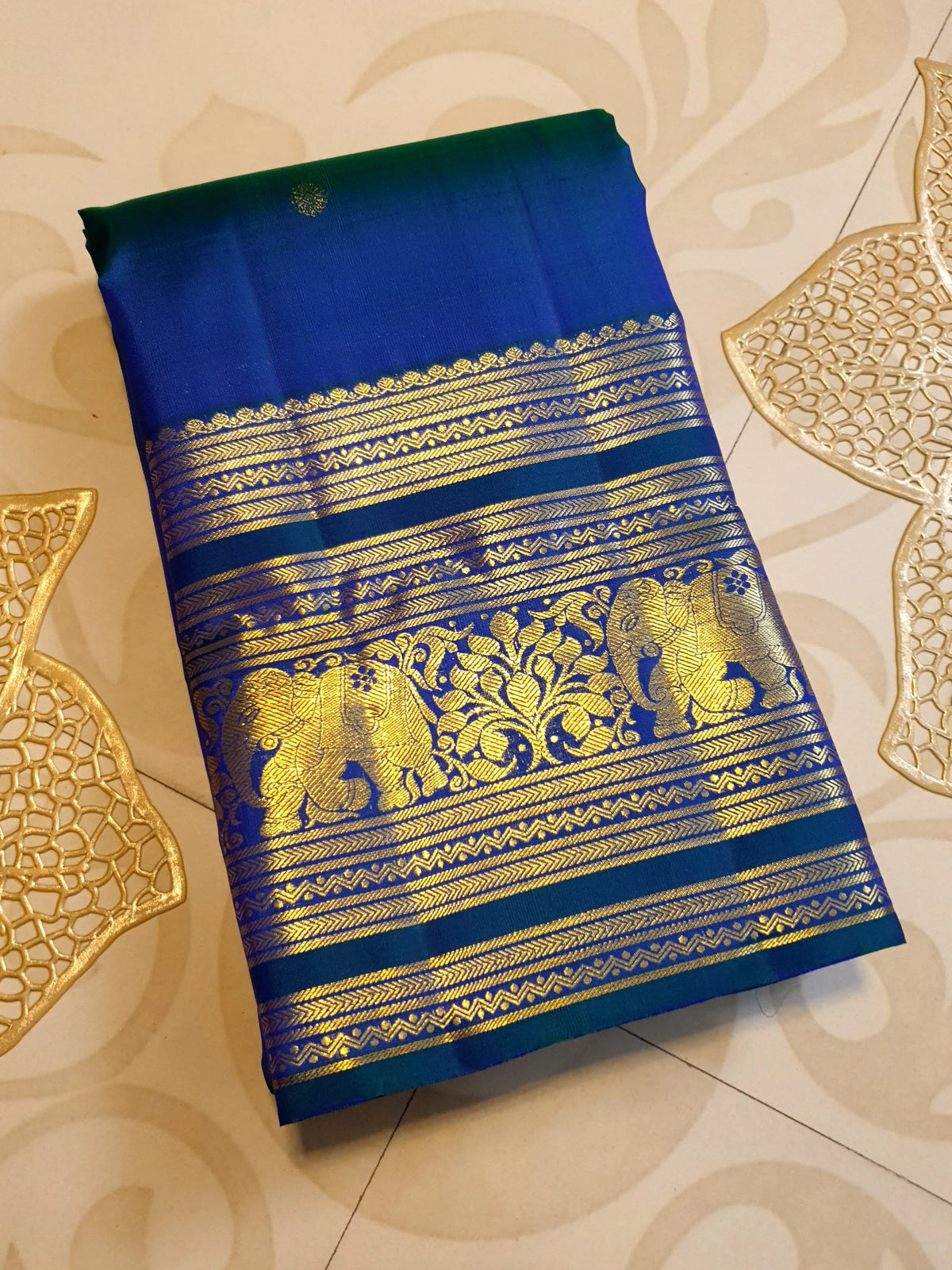 2Gram Pure Kanjivaram Silk Saree - Blue | Silkmark Certified