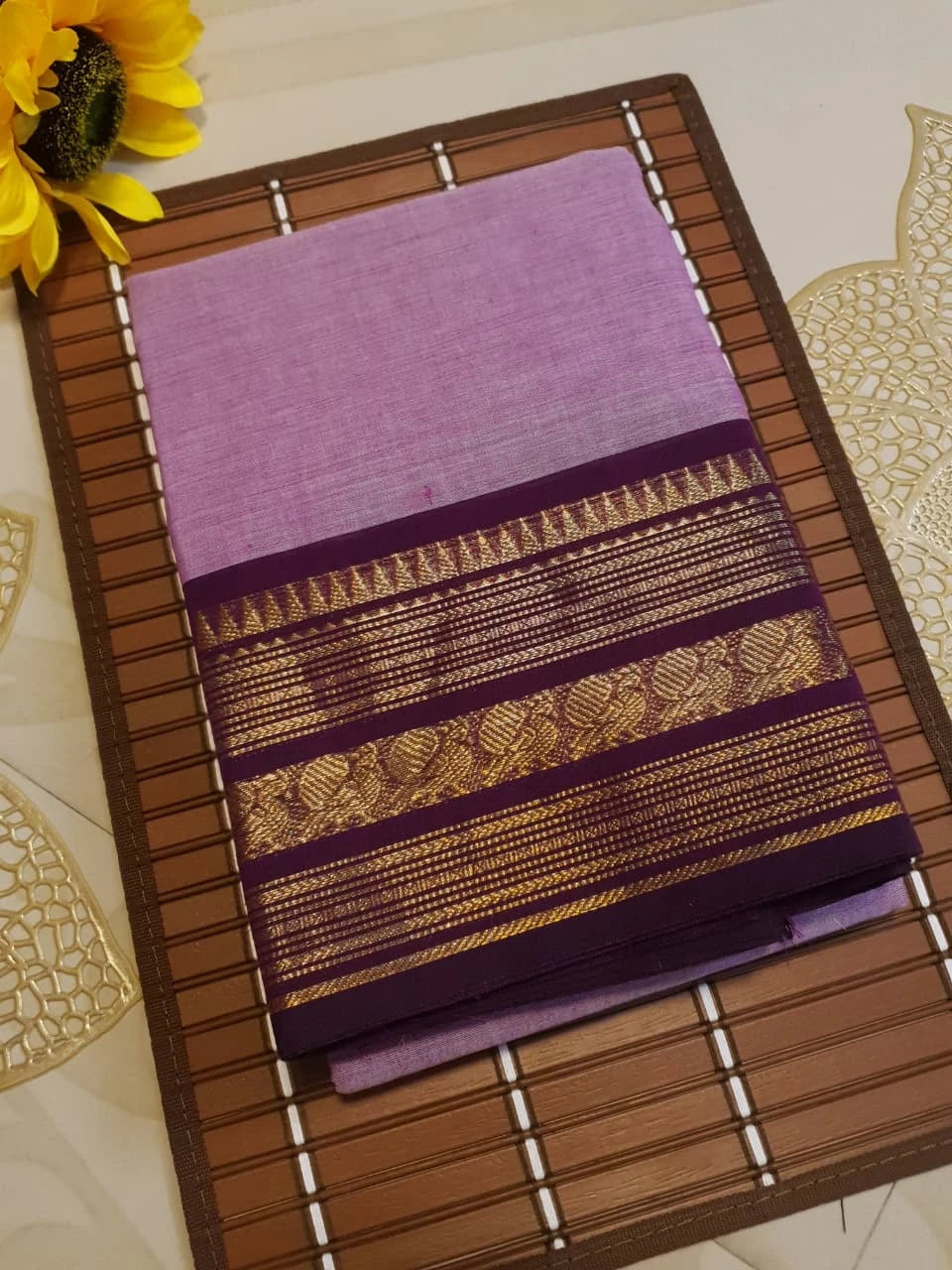 Pure Kanchi Cotton Saree - Lavender