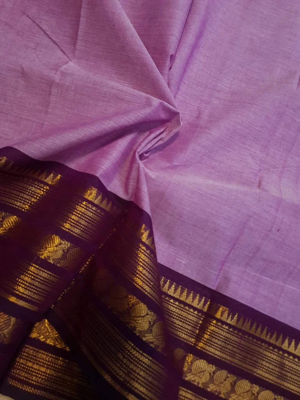 Pure Kanchi Cotton Saree - Lavender