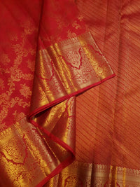 2G Pure Wedding Bridal Kanjivaram Silk Saree in Chilli Red with Rich Gold Zari | Silkmark Certified