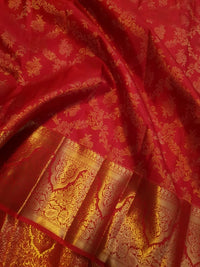 2G Pure Wedding Bridal Kanjivaram Silk Saree in Chilli Red with Rich Gold Zari | Silkmark Certified