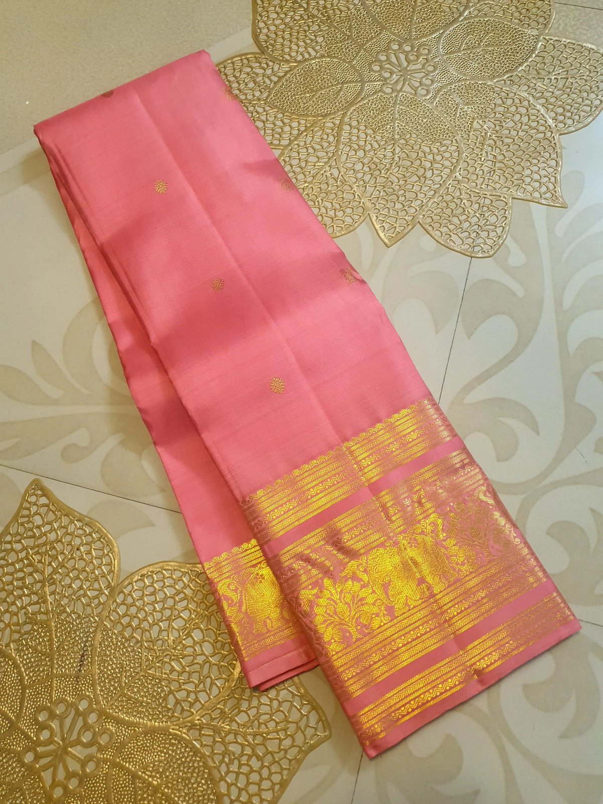 2Gram Pure Kanjivaram Silk Saree - Pink | Silkmark Certified
