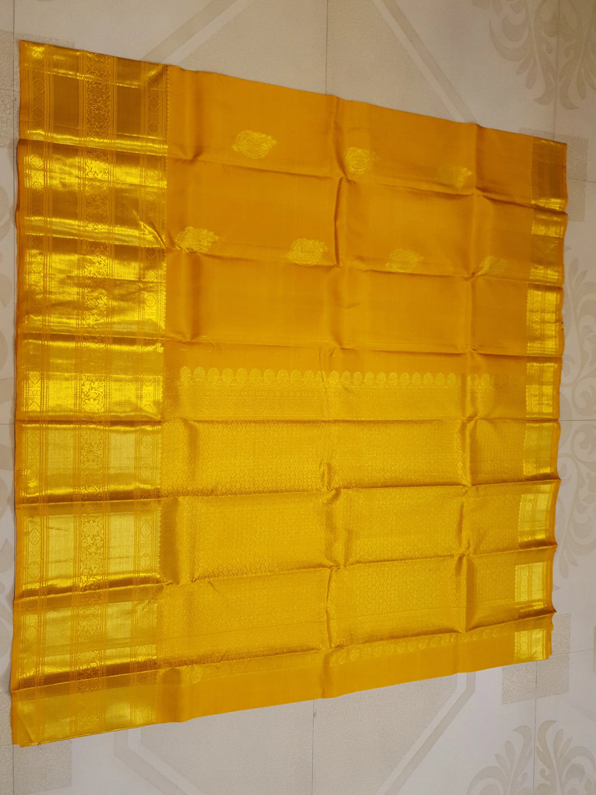 2Gram Pure Kanjivaram Silk Saree - Yellow | Silkmark Certified