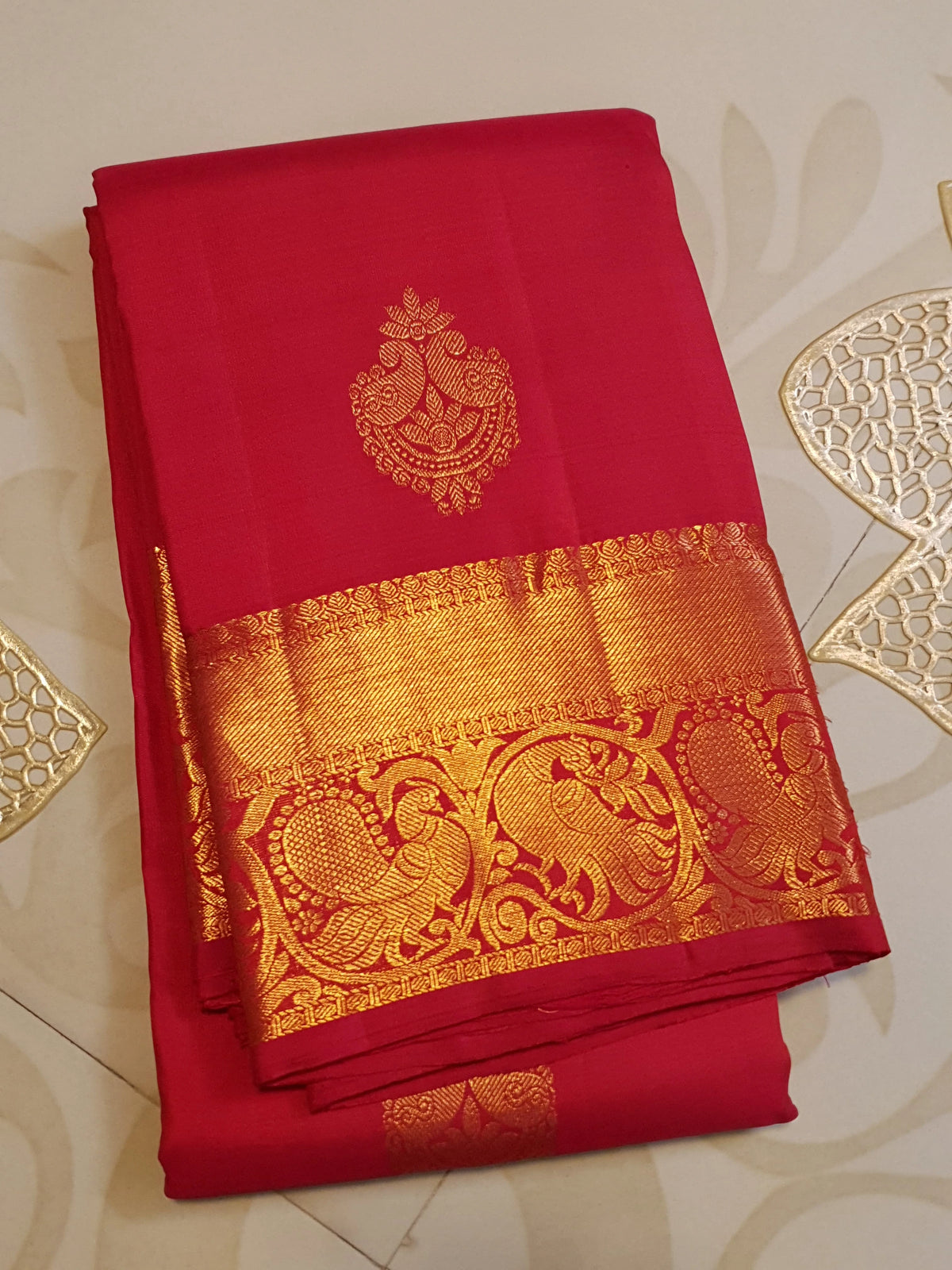 2Gram Pure Kanjivaram Silk Saree - Red | Silkmark Certified